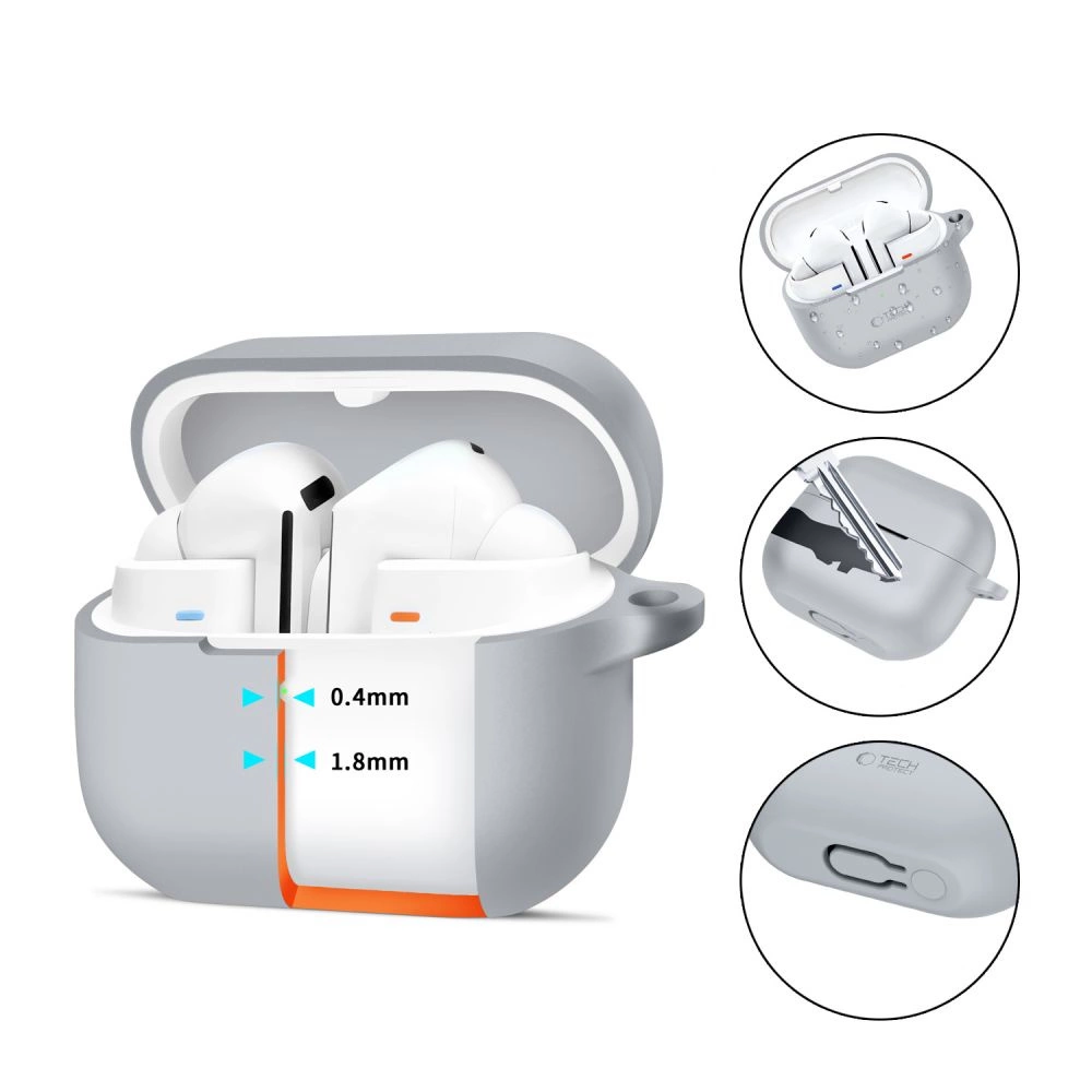 Tech-Protect Silicone Hook Case for Samsung Galaxy Buds 3 / 3 Pro - Grayeng