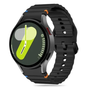Tech-Protect Silicone Sport Strap for Samsung Galaxy Watch 4 / 5 / 5 Pro / 6 / 7 / FE - Blackeng
