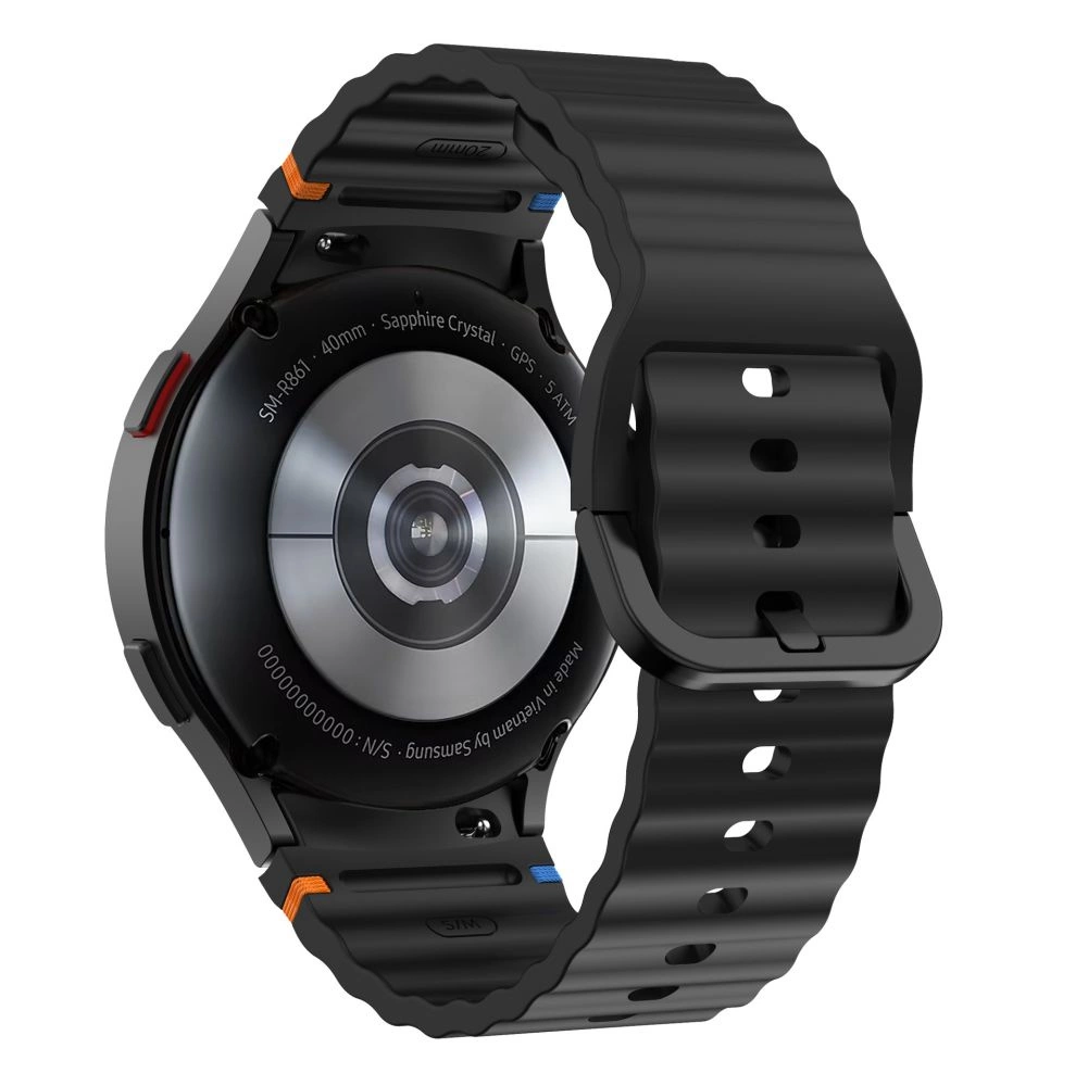 Tech-Protect Silicone Sport Strap for Samsung Galaxy Watch 4 / 5 / 5 Pro / 6 / 7 / FE - Blackeng
