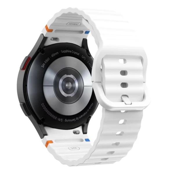 Tech-Protect Silicone Sport Strap for Samsung Galaxy Watch 4 / 5 / 5 Pro / 6 / 7 / FE - Whiteeng