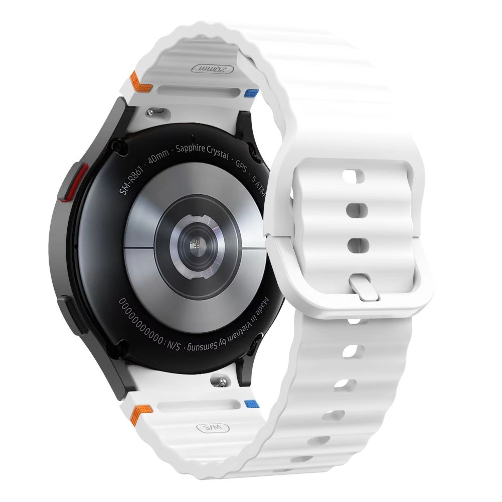 Tech-Protect Silicone Sport Strap for Samsung Galaxy Watch 4 / 5 / 5 Pro / 6 / 7 / FE - Whiteeng