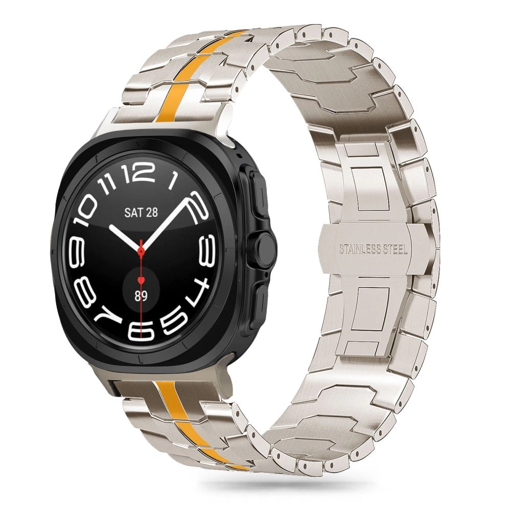 Tech-Protect Stainless Line Strap for Samsung Galaxy Watch Ultra (47mm) - Titanium / Orangeeng