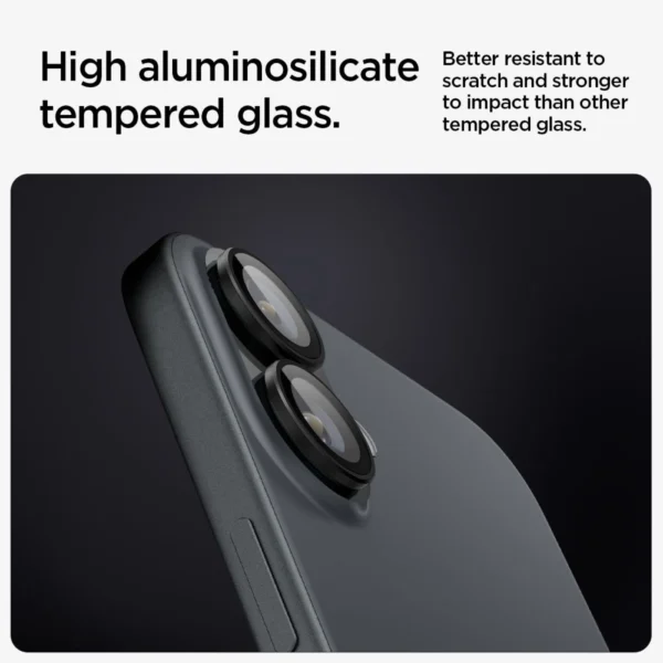 Tempered Glass for Spigen Glass tR EZ Fit Optik Pro for iPhone 16 Plus Camera (2 pcs.) - Blackeng