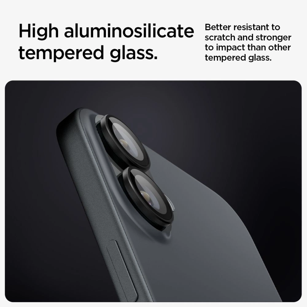 Tempered Glass for Spigen Glass tR EZ Fit Optik Pro for iPhone 16 Plus Camera (2 pcs.) - Blackeng