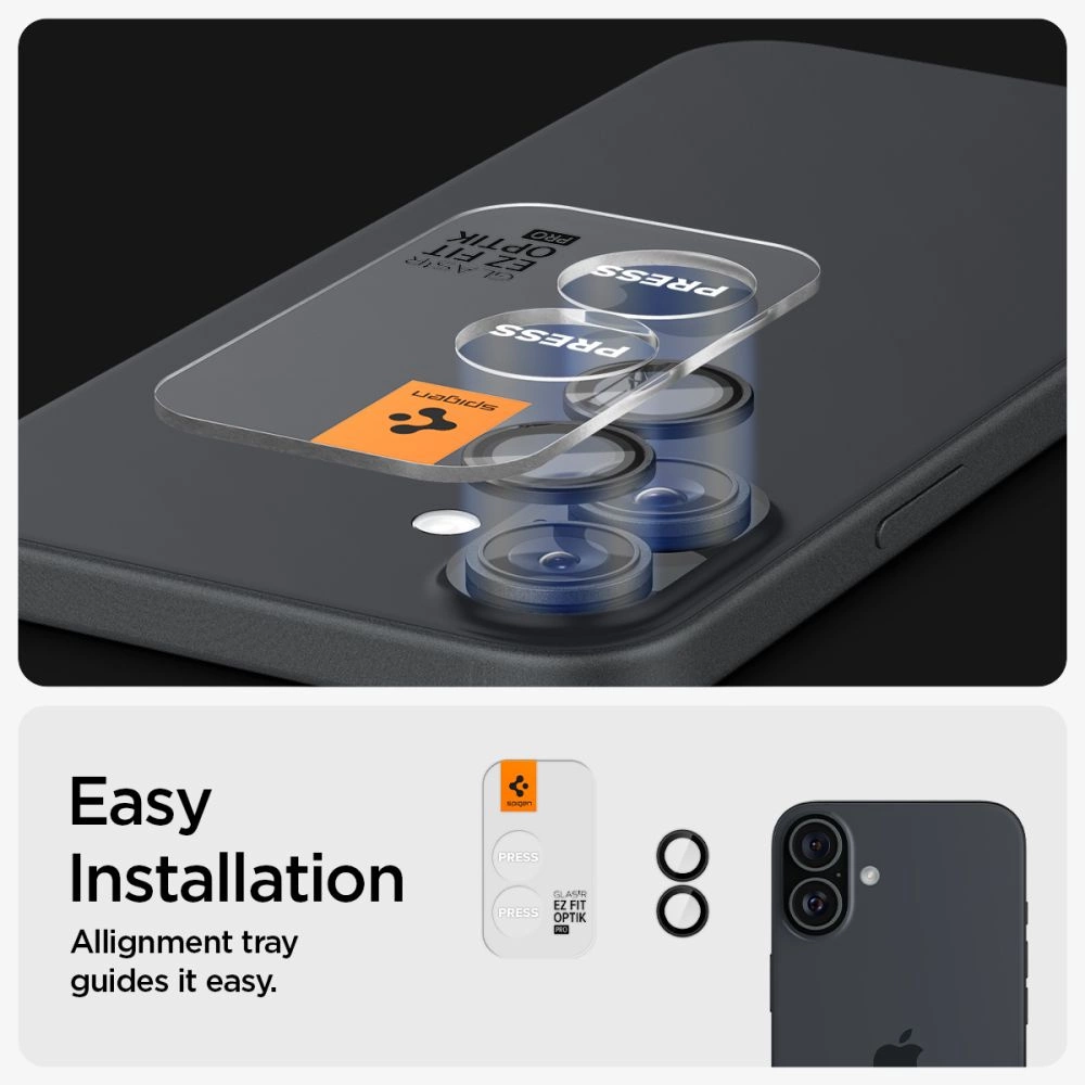 Tempered Glass for Spigen Glass tR EZ Fit Optik Pro for iPhone 16 Plus Camera (2 pcs.) - Blackeng
