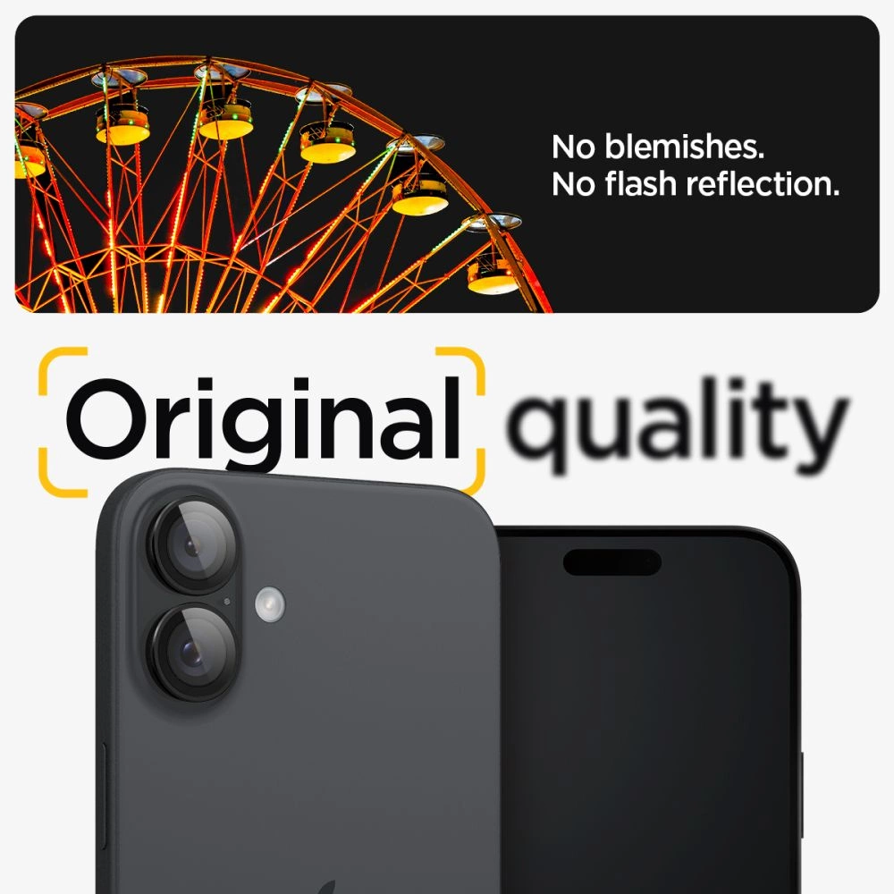 Tempered Glass for Spigen Glass tR EZ Fit Optik Pro for iPhone 16 Plus Camera (2 pcs.) - Blackeng