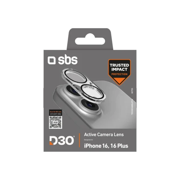 SBS Active Camera Lens D3O Tempered Glass for iPhone 16 / 16 Pluseng