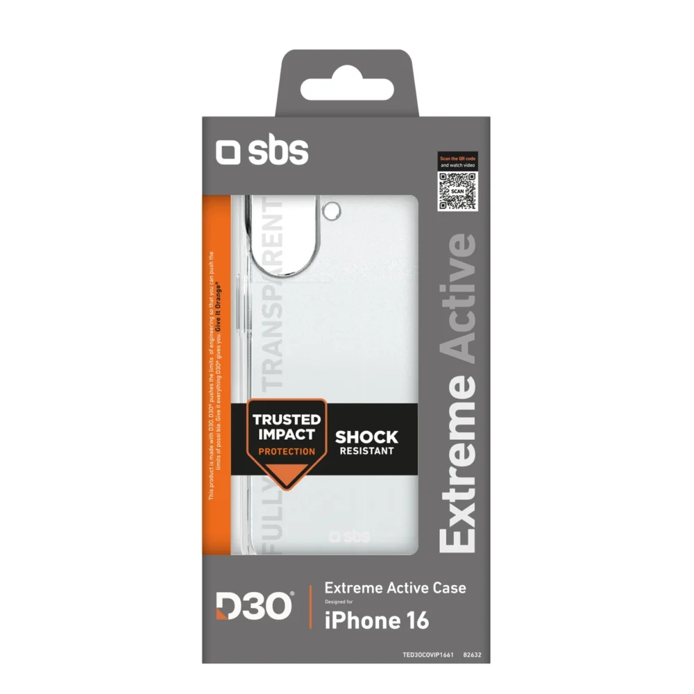 SBS Extreme Active D3O Case for iPhone 16 - Transparenteng