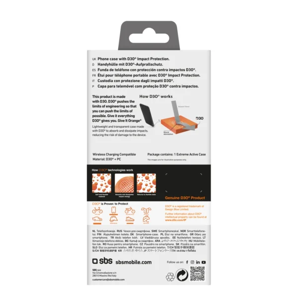 SBS Extreme Active D3O Case for iPhone 16 Pro - Transparenteng