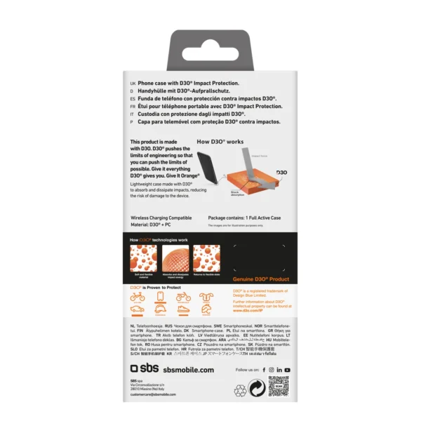 SBS Full Active D3O Case for iPhone 16 Plus - Blackeng