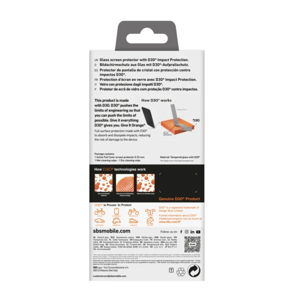 SBS Tempered Glass D3O with frame for iPhone 16 Plus / iPhone 15 Pluseng