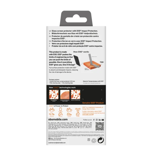 SBS Tempered Glass D3O with frame for iPhone 16 Pro Maxeng