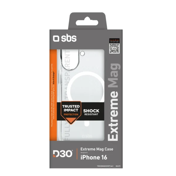 SBS Extreme Mag D3O MagSafe iPhone 16 Case - Transparenteng
