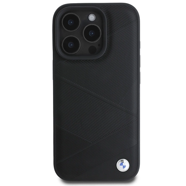 BMW Signature Leather Crossing Lines Pattern iPhone 16 Pro Case - Blackeng