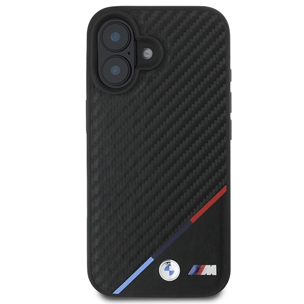 BMW Carbon Tricolor Line MagSafe iPhone 16 Plus Case - Blackeng