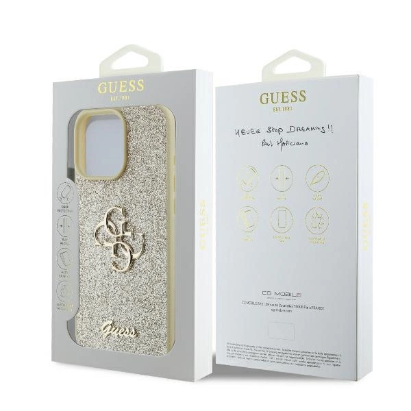 Guess Fixed Glitter Big 4G Case for iPhone 16 Pro - Goldeng