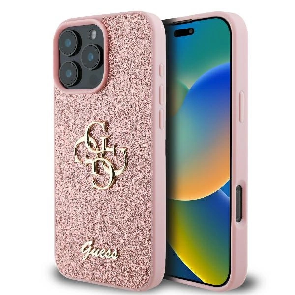 Guess Fixed Glitter Big 4G Case for iPhone 16 Pro - Pinkeng