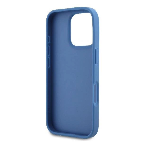 Guess Leather Metal Logo Strass Crossbody Case for iPhone 16 Pro - Blueeng
