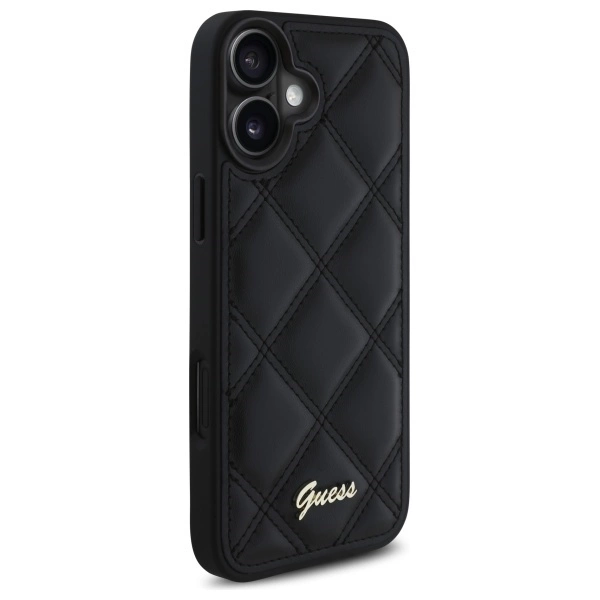 Guess Quilted Metal Logo iPhone 16 Plus Case - Blackeng