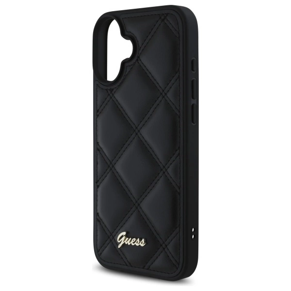 Guess Quilted Metal Logo iPhone 16 Plus Case - Blackeng