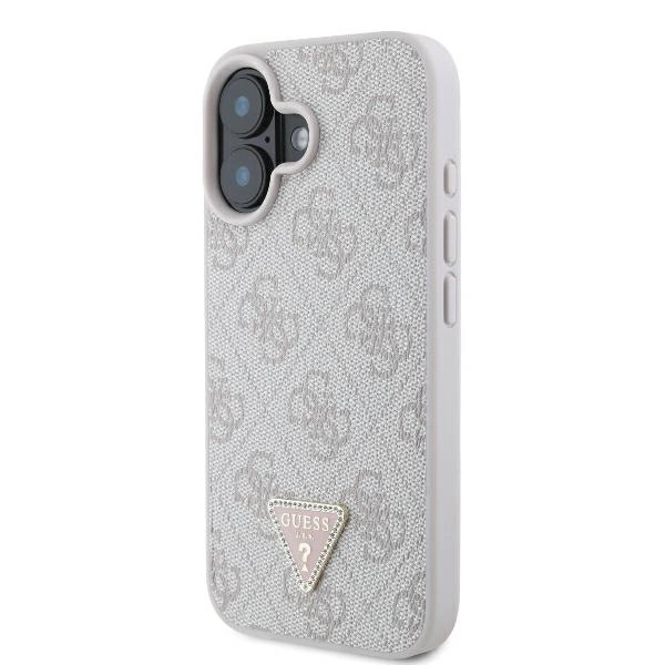 Guess Leather 4G Triangle Strass MagSafe iPhone 16 Case - Pinkeng