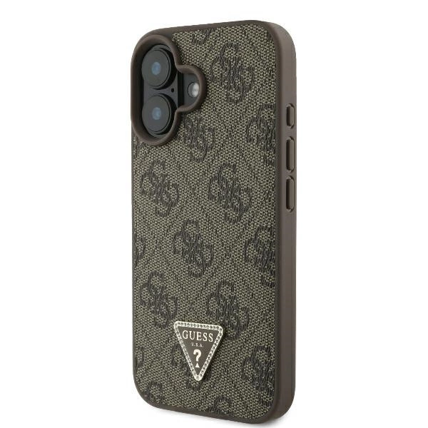 Guess Leather 4G Triangle Strass MagSafe iPhone 16 Case - Browneng
