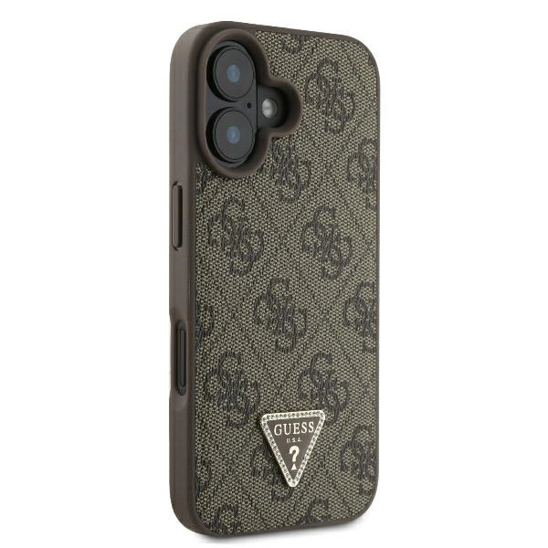 Guess Leather 4G Triangle Strass MagSafe iPhone 16 Case - Browneng