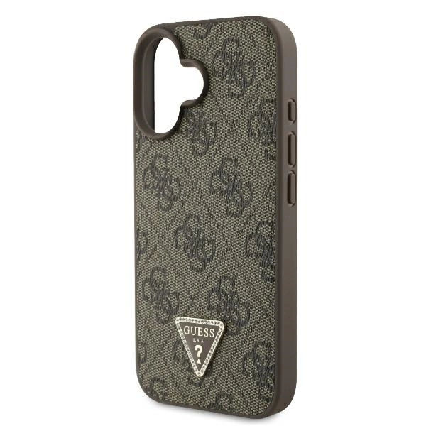Guess Leather 4G Triangle Strass MagSafe iPhone 16 Case - Browneng
