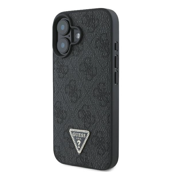 Guess Leather Metal Logo Strass Crossbody Case for iPhone 16 - Blackeng