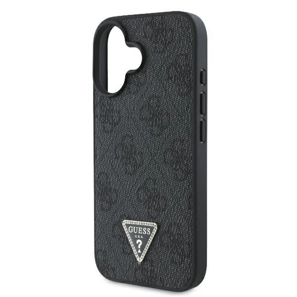 Guess Leather Metal Logo Strass Crossbody Case for iPhone 16 - Blackeng