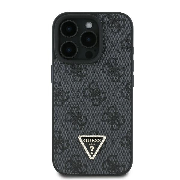 Guess Leather 4G Triangle Strass MagSafe Case for iPhone 16 Pro Max - Blackeng