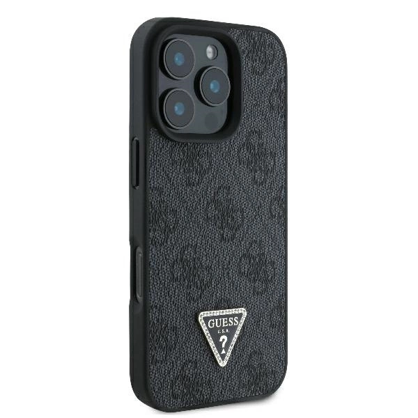 Guess Leather 4G Triangle Strass MagSafe Case for iPhone 16 Pro Max - Blackeng