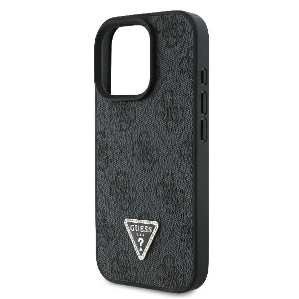 Guess Leather 4G Triangle Strass MagSafe Case for iPhone 16 Pro Max - Blackeng
