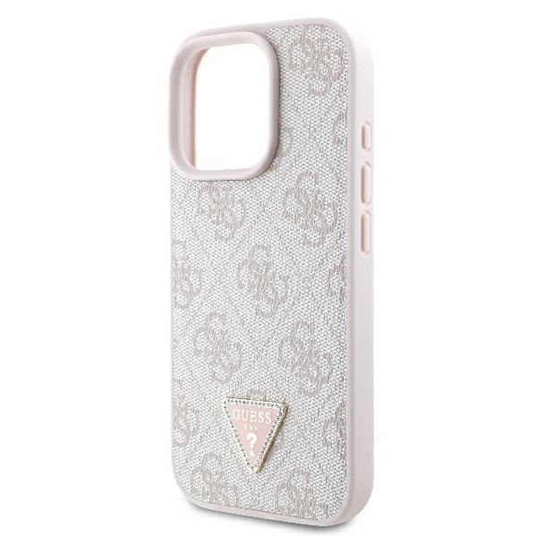 Guess Leather Metal Logo Strass Crossbody Case for iPhone 16 Pro Max - Pinkeng