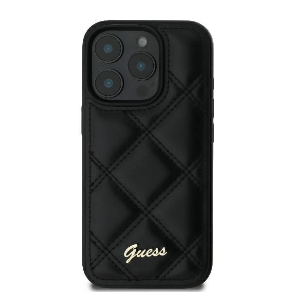 Guess Quilted Metal Logo iPhone 16 Pro Max Case - Blackeng