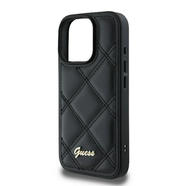 Guess Quilted Metal Logo iPhone 16 Pro Max Case - Blackeng