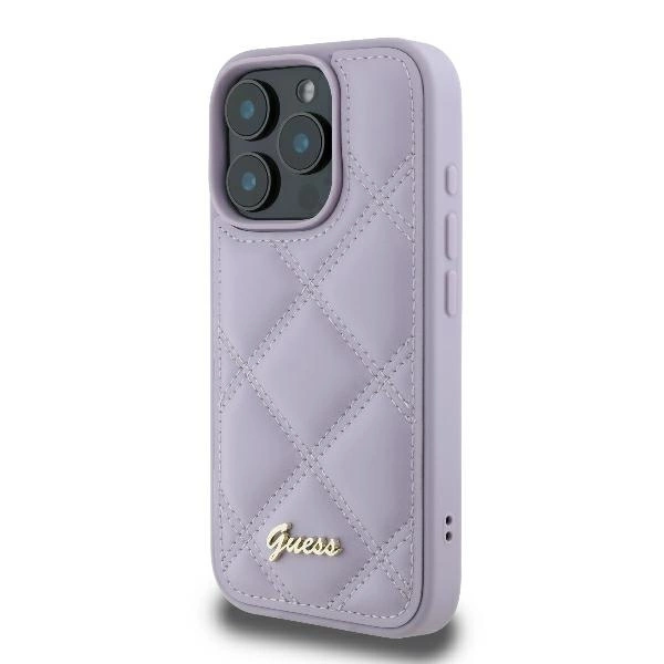 Guess Quilted Metal Logo case for iPhone 16 Pro Max - light purpleeng