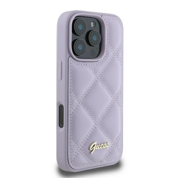 Guess Quilted Metal Logo case for iPhone 16 Pro Max - light purpleeng