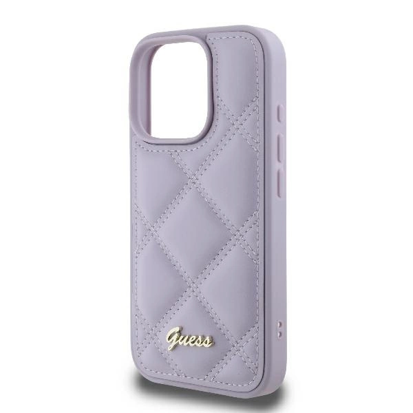 Guess Quilted Metal Logo case for iPhone 16 Pro Max - light purpleeng
