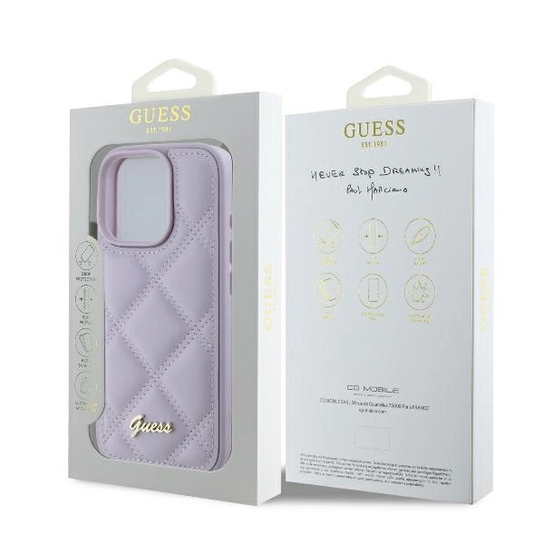 Guess Quilted Metal Logo case for iPhone 16 Pro Max - light purpleeng