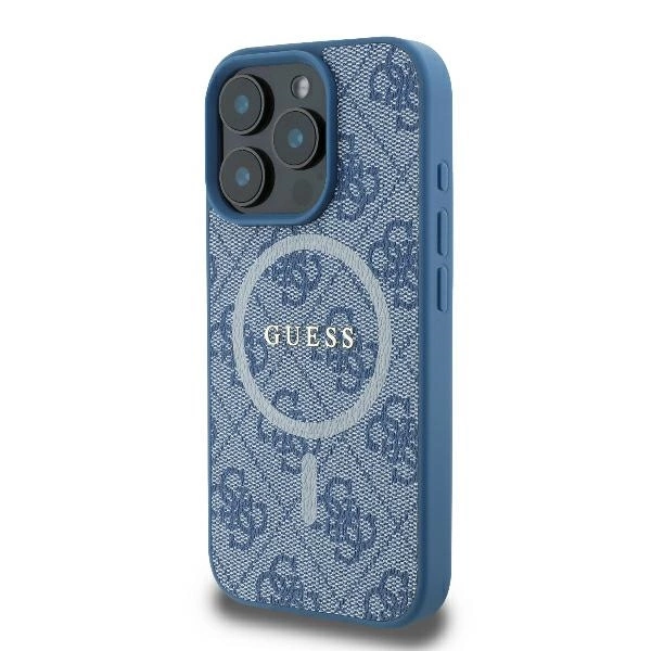 Guess 4G Ring Classic Logo MagSafe iPhone 16 Pro Case - Blueeng