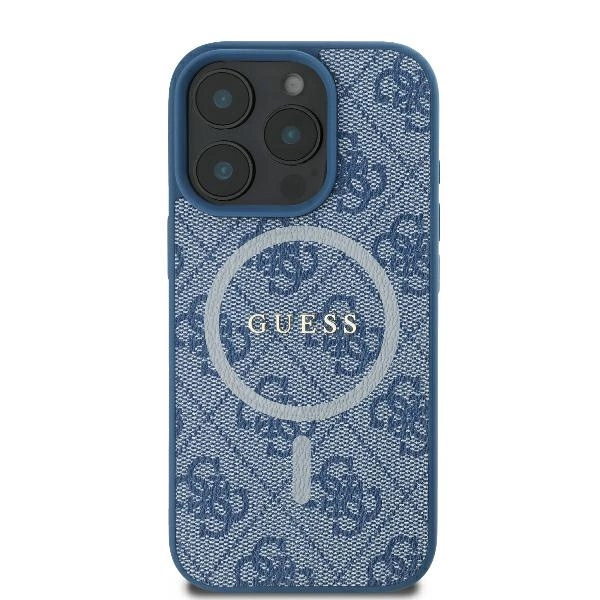Guess 4G Ring Classic Logo MagSafe iPhone 16 Pro Case - Blueeng