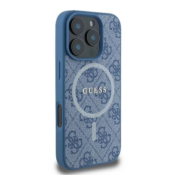 Guess 4G Ring Classic Logo MagSafe iPhone 16 Pro Case - Blueeng