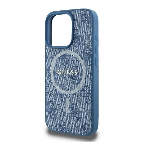 Guess 4G Ring Classic Logo MagSafe iPhone 16 Pro Case - Blueeng