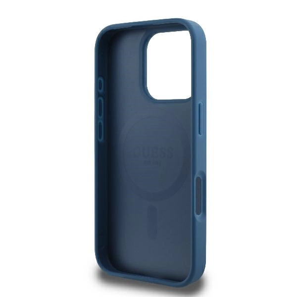 Guess 4G Ring Classic Logo MagSafe iPhone 16 Pro Case - Blueeng