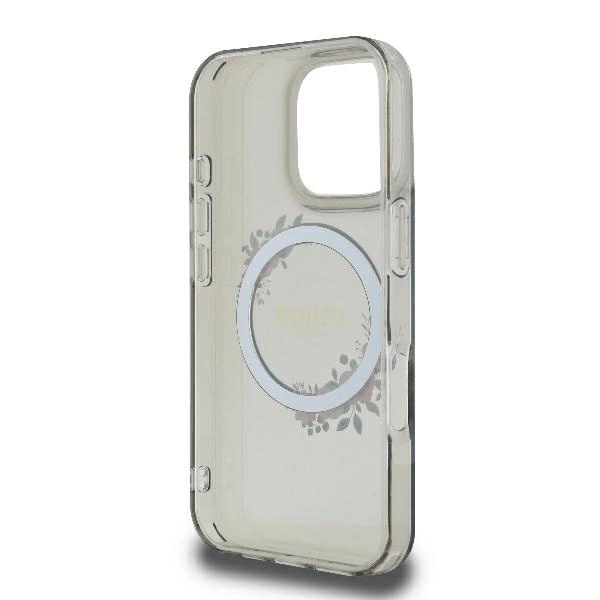 Guess IML Flowers Wreath MagSafe iPhone 16 Pro Case - Blackeng