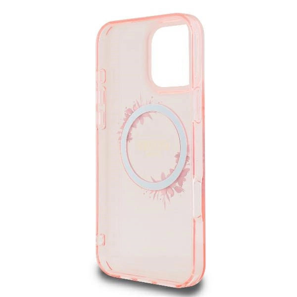 Guess IML Flowers Wreath MagSafe iPhone 16 Pro Case - Pinkeng