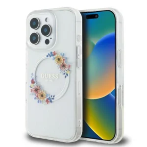 Guess IML Flowers Wreath MagSafe iPhone 16 Pro Case - Cleareng