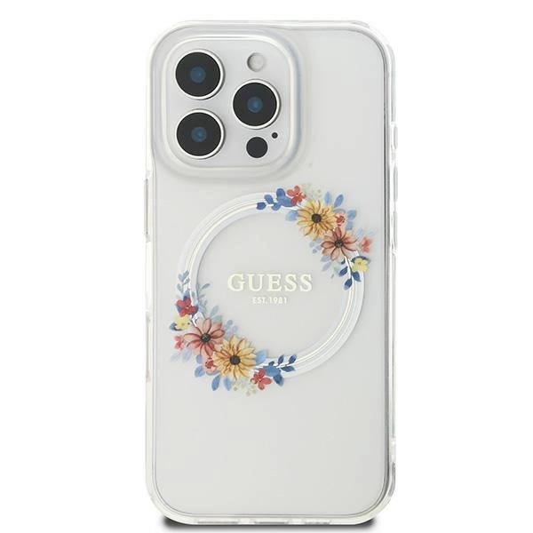 Guess IML Flowers Wreath MagSafe iPhone 16 Pro Case - Cleareng