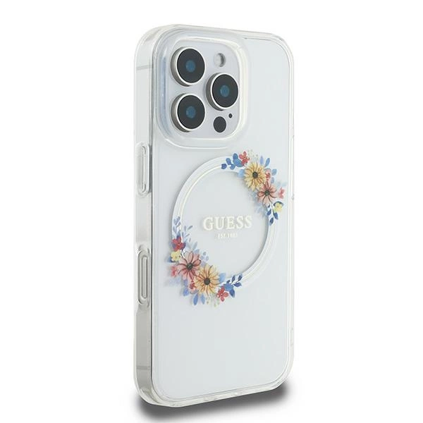 Guess IML Flowers Wreath MagSafe iPhone 16 Pro Case - Cleareng